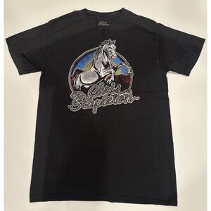 Chris Stapleton Medium Black Tshirt With White Horse And Lasso 100% Cotton